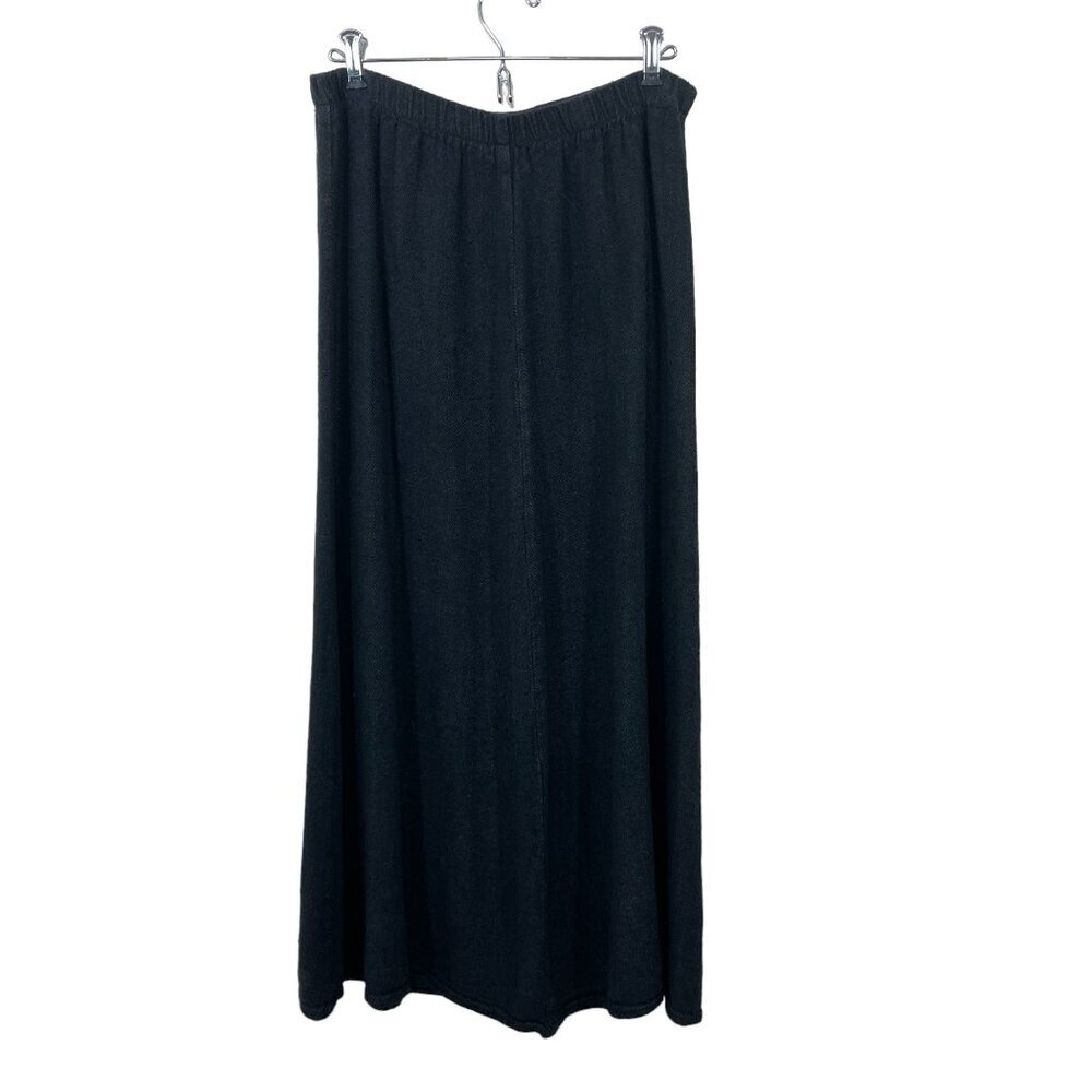 Vintage CP Shades Size Large Pull-On Elastic Waist Maxi Linen/Rayon Black Skirt
